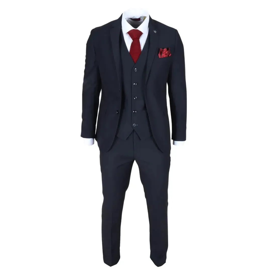 Parker - Men's Navy 3 Piece Tailored Fit Wedding Suit