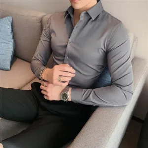 Plus Size S-7XL High Quality Men Dress Shirt 2021 Autumn Long