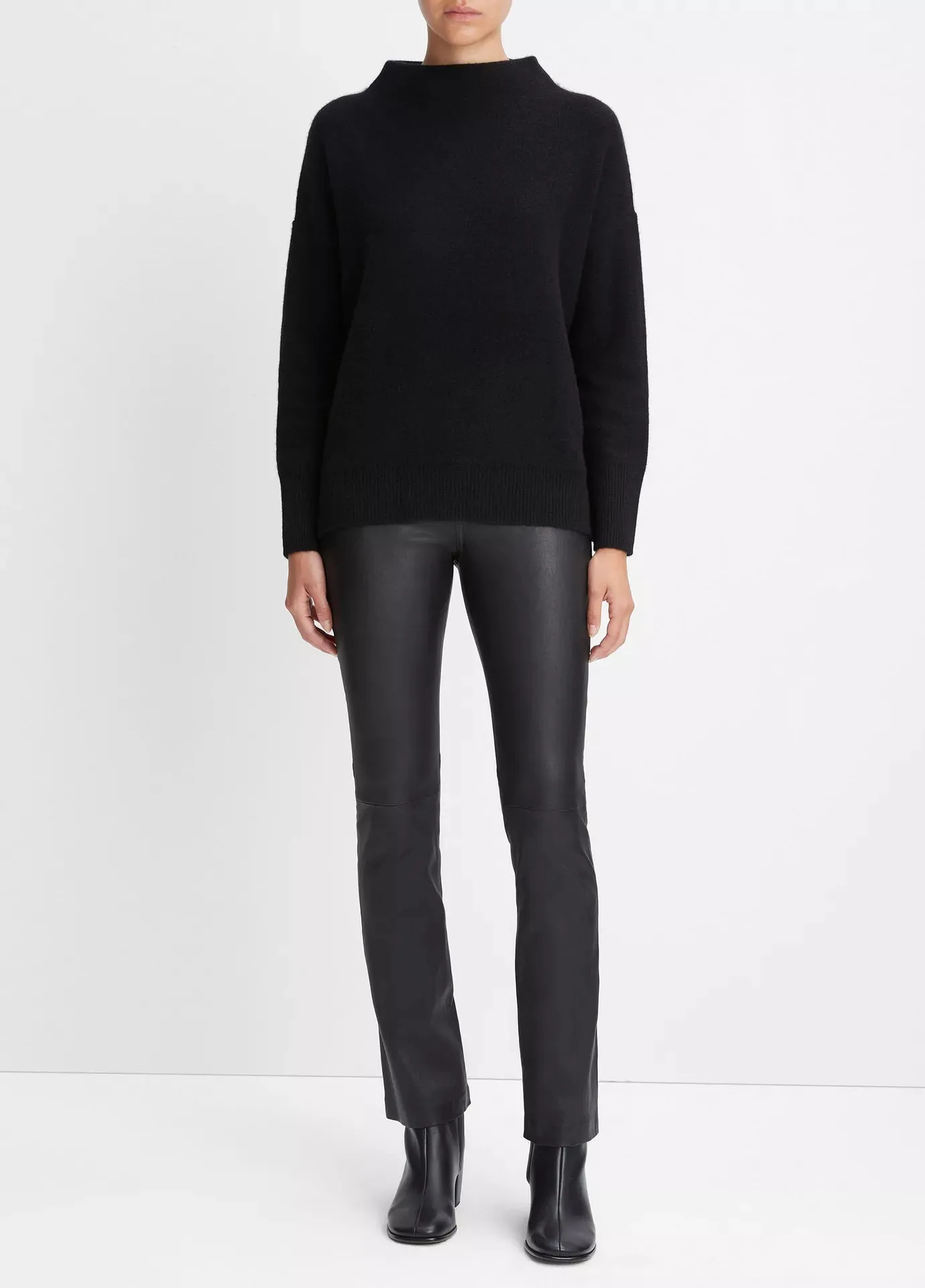 Plush Cashmere Funnel Neck Sweater - Black