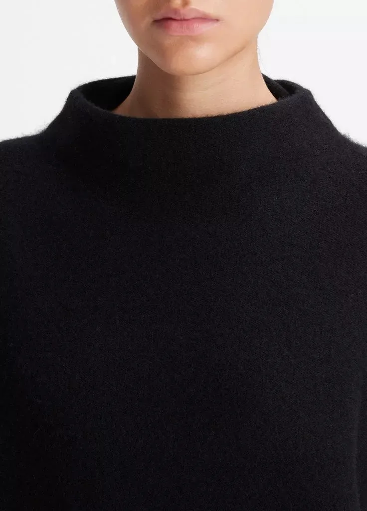 Plush Cashmere Funnel Neck Sweater - Black