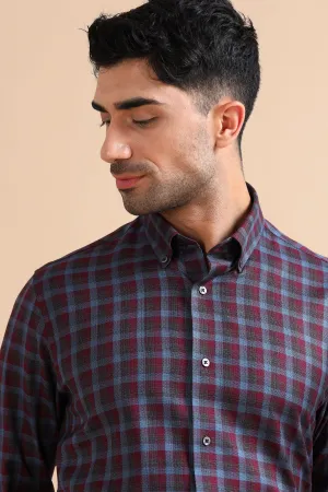 Premium Burgundy Checkered Shirt