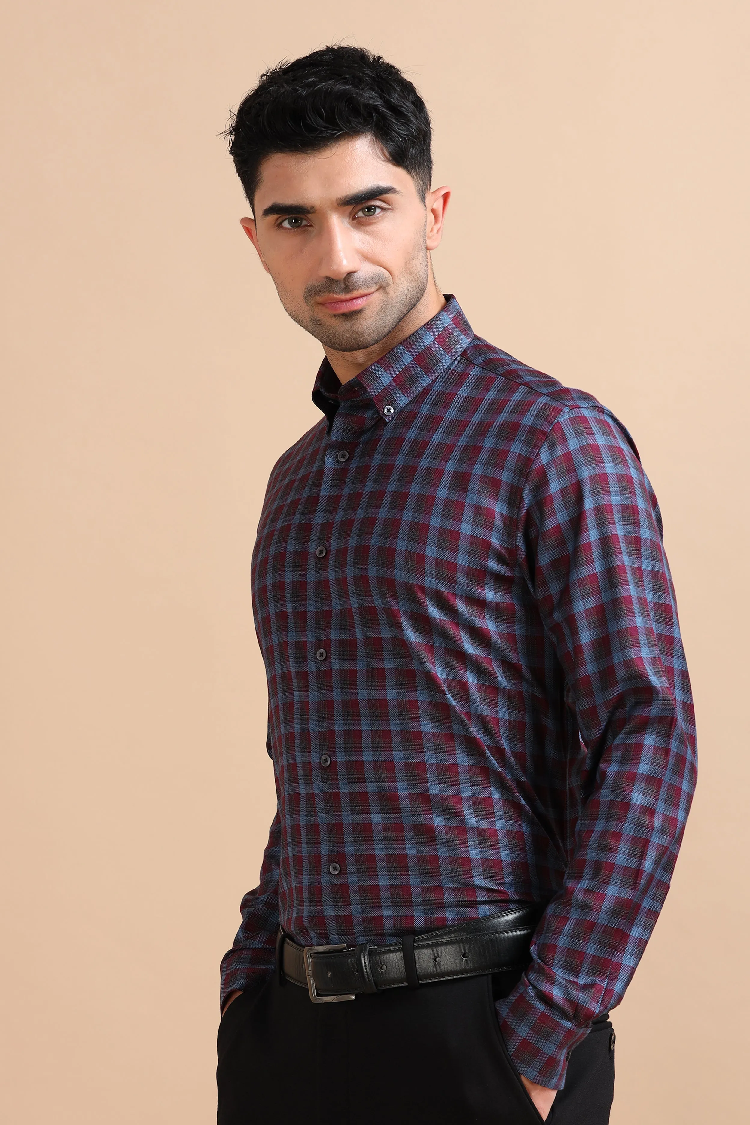 Premium Burgundy Checkered Shirt