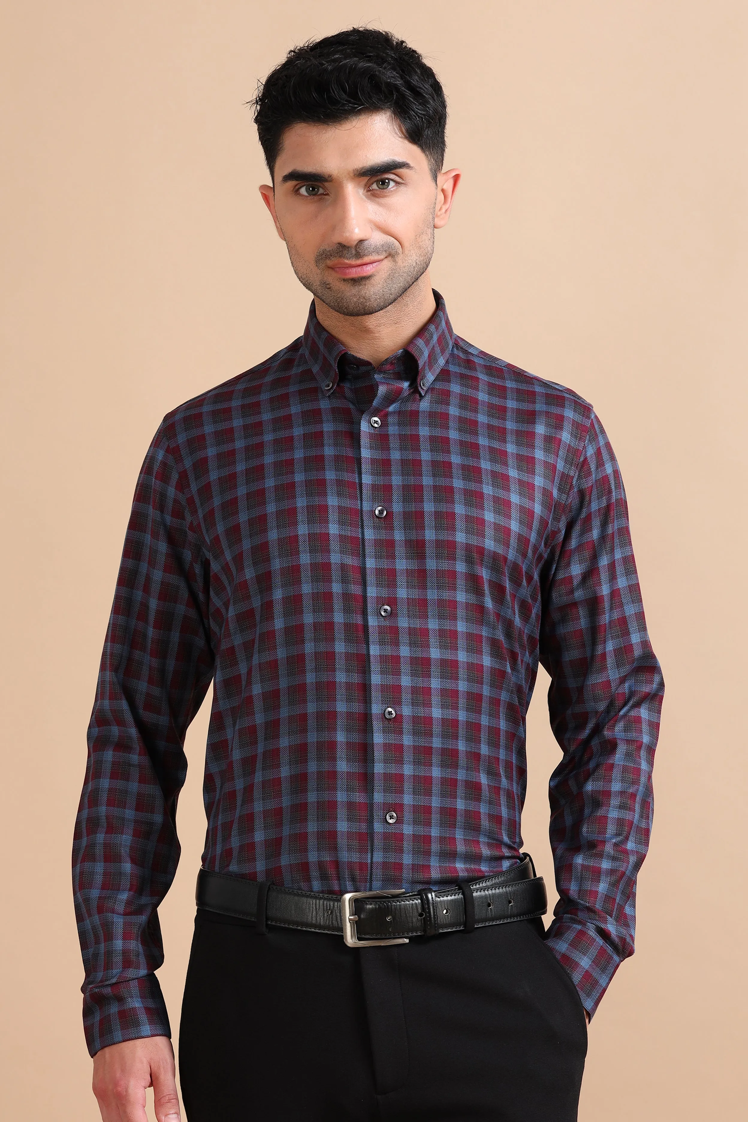 Premium Burgundy Checkered Shirt