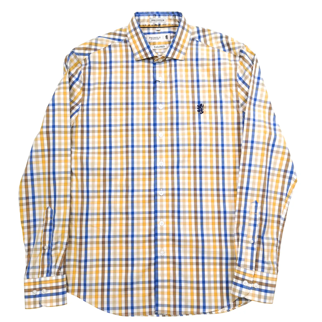 Pringle LS Multi Tan Check Tailored Fit