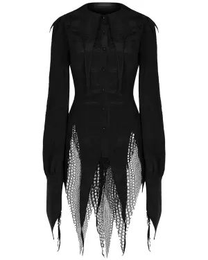 Punk Rave Daily Life Womens Urban Occult Asymmetric Bat Collar Blouse - Black