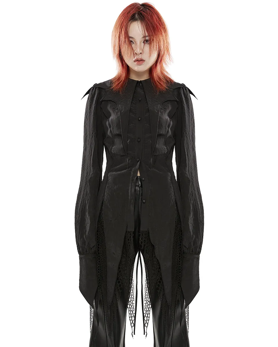 Punk Rave Daily Life Womens Urban Occult Asymmetric Bat Collar Blouse - Black