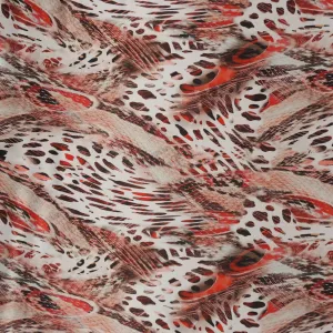 Red Jaguar Abstract Printed Silk Charmeuse Fabric