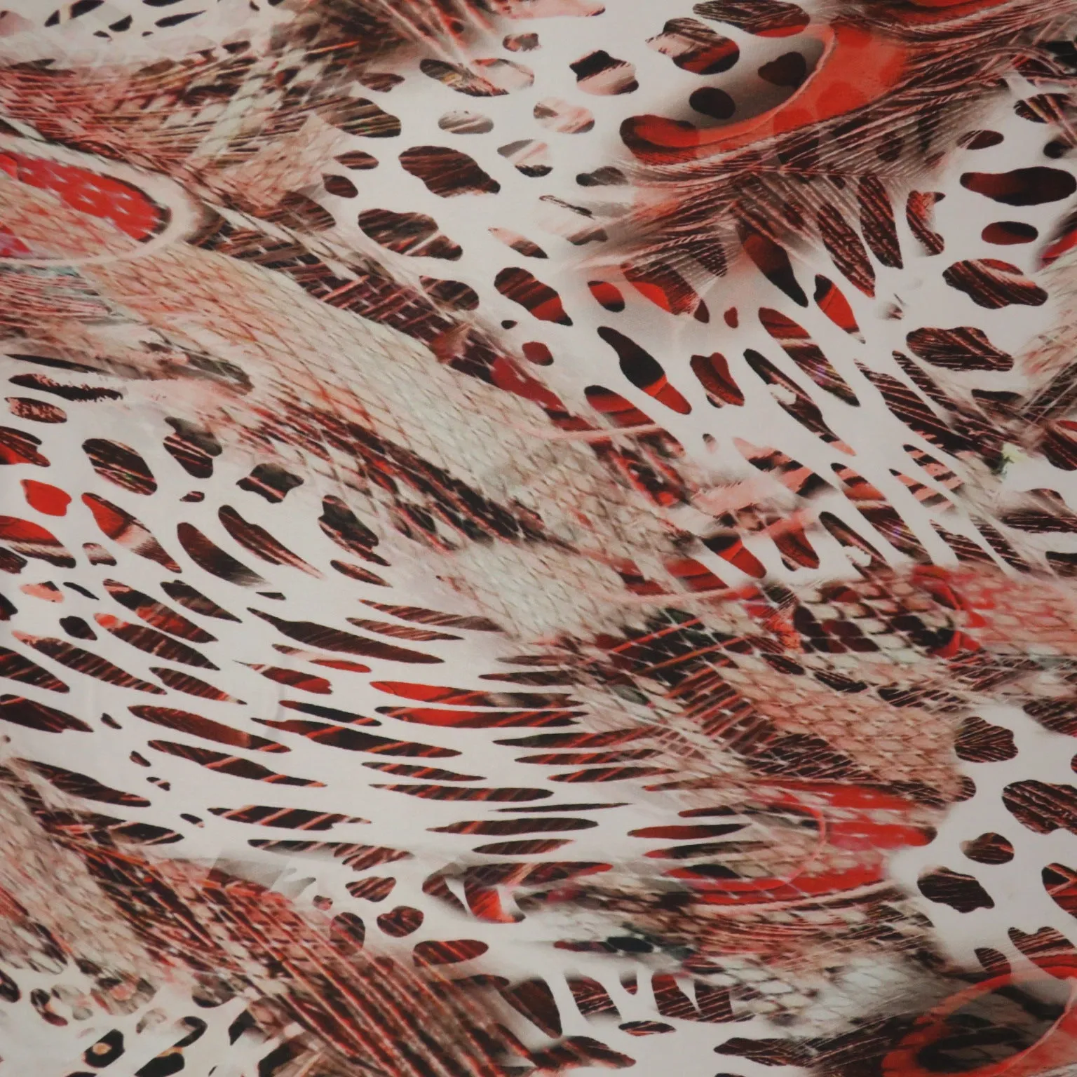 Red Jaguar Abstract Printed Silk Charmeuse Fabric