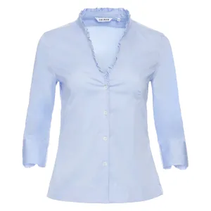 Ruffle Edge Blouse - Sky Blue