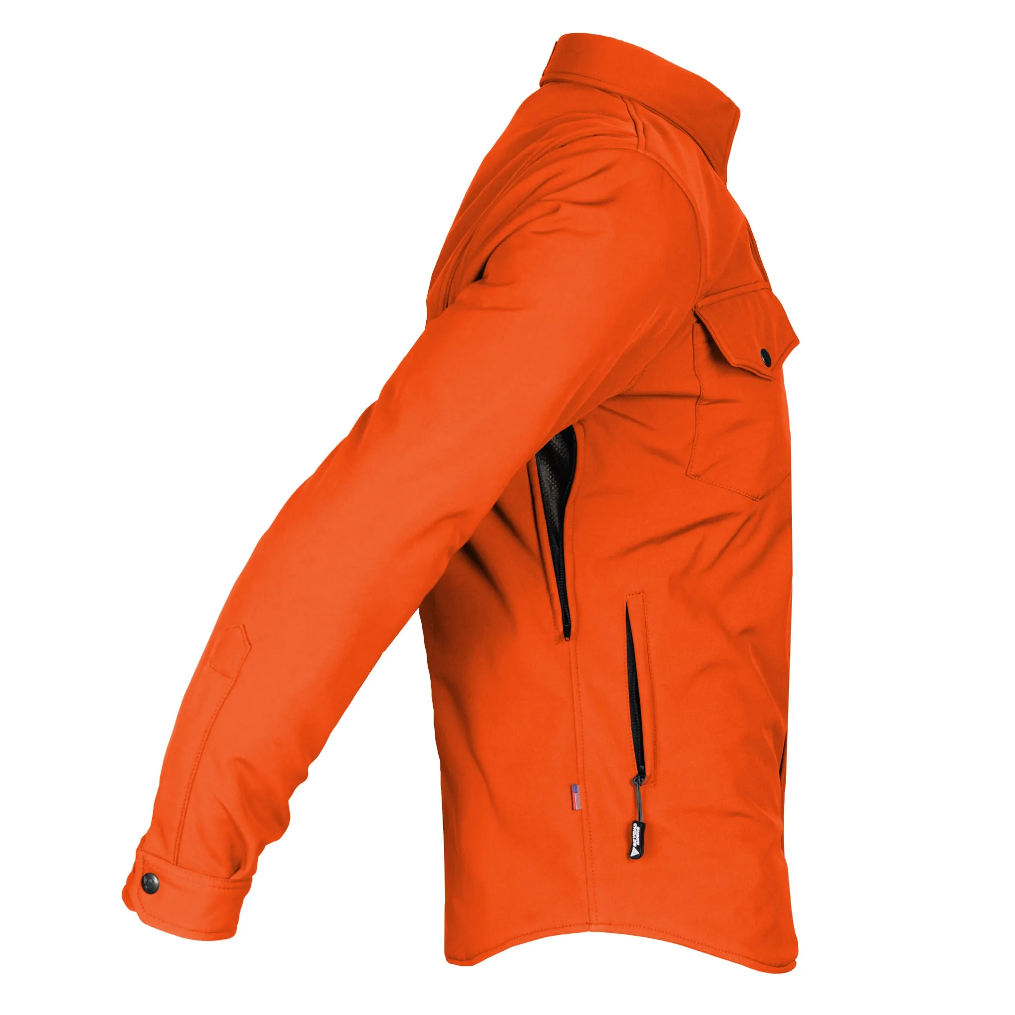 SALE Protective SoftShell Winter Jacket for Men - Orange Matte with Pads