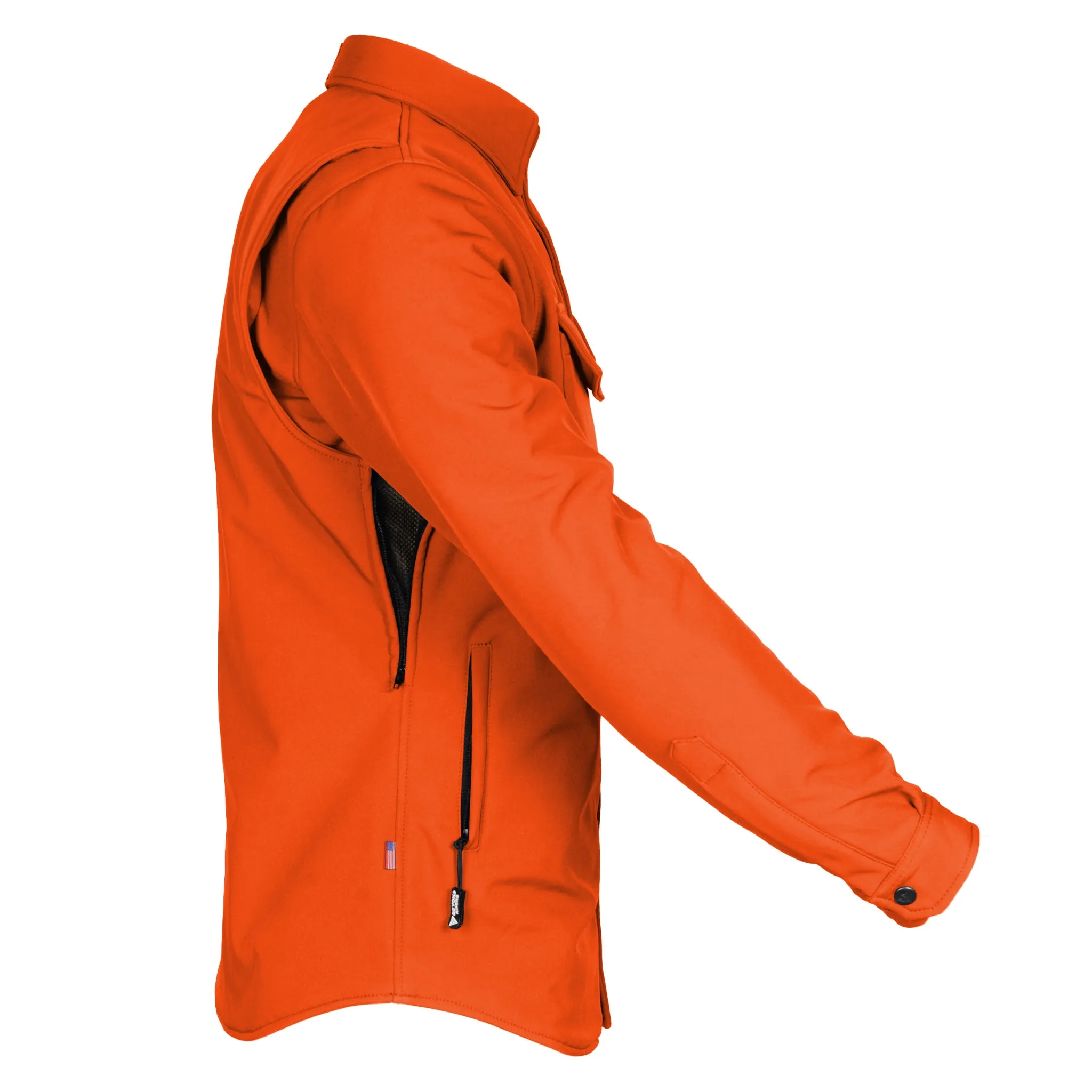 SALE Protective SoftShell Winter Jacket for Men - Orange Matte with Pads