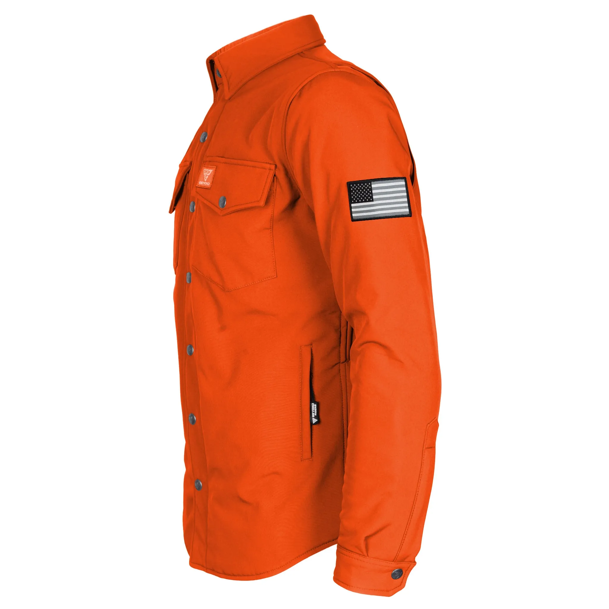 SALE Protective SoftShell Winter Jacket for Men - Orange Matte with Pads