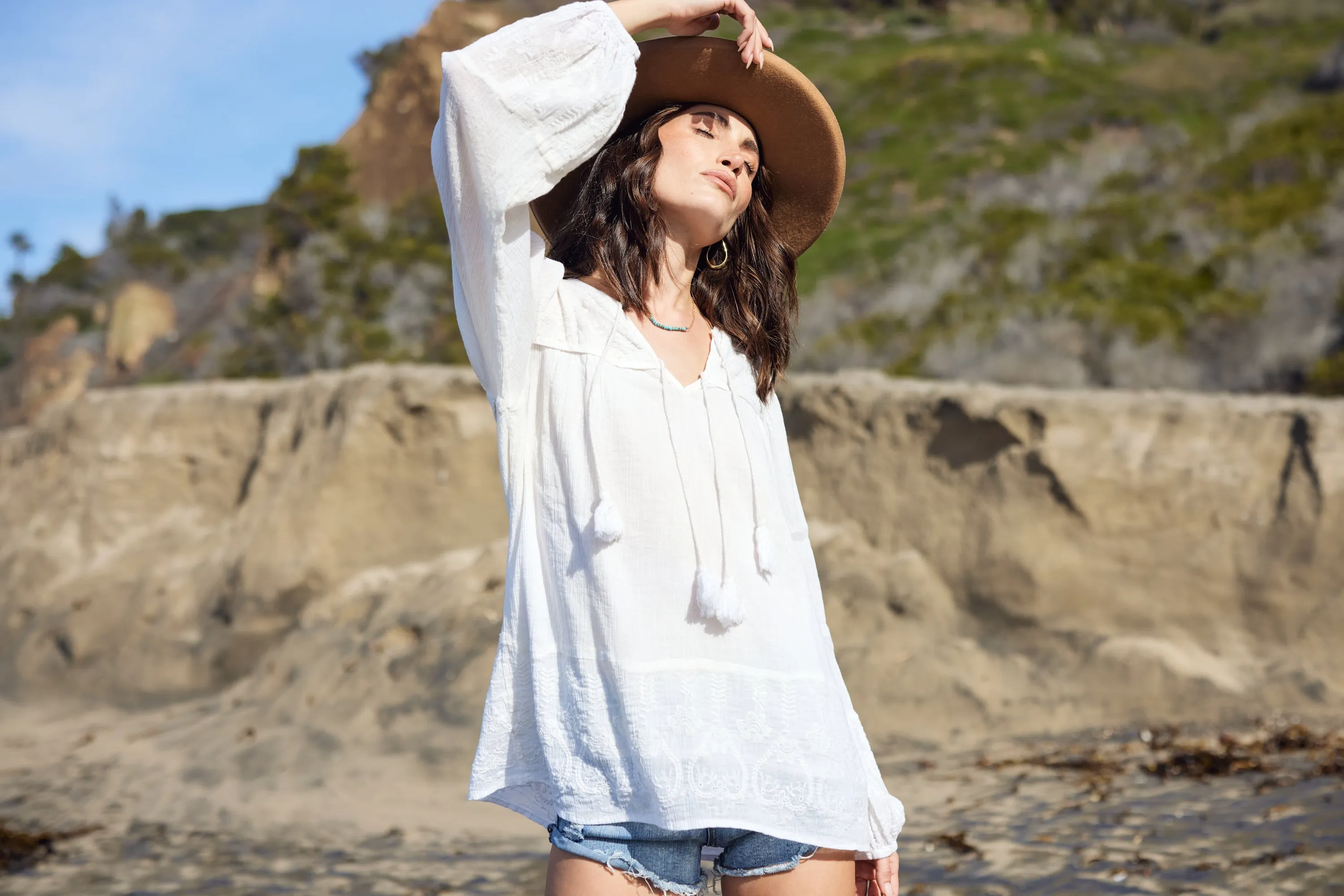 Serenity Embroidered Blouse Natural