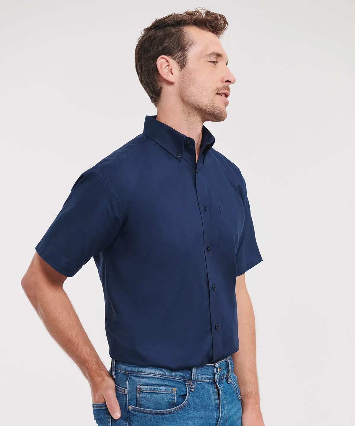 Short sleeve easycare Oxford shirt | Bright Navy