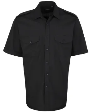 Short sleeve pilot shirt | Black