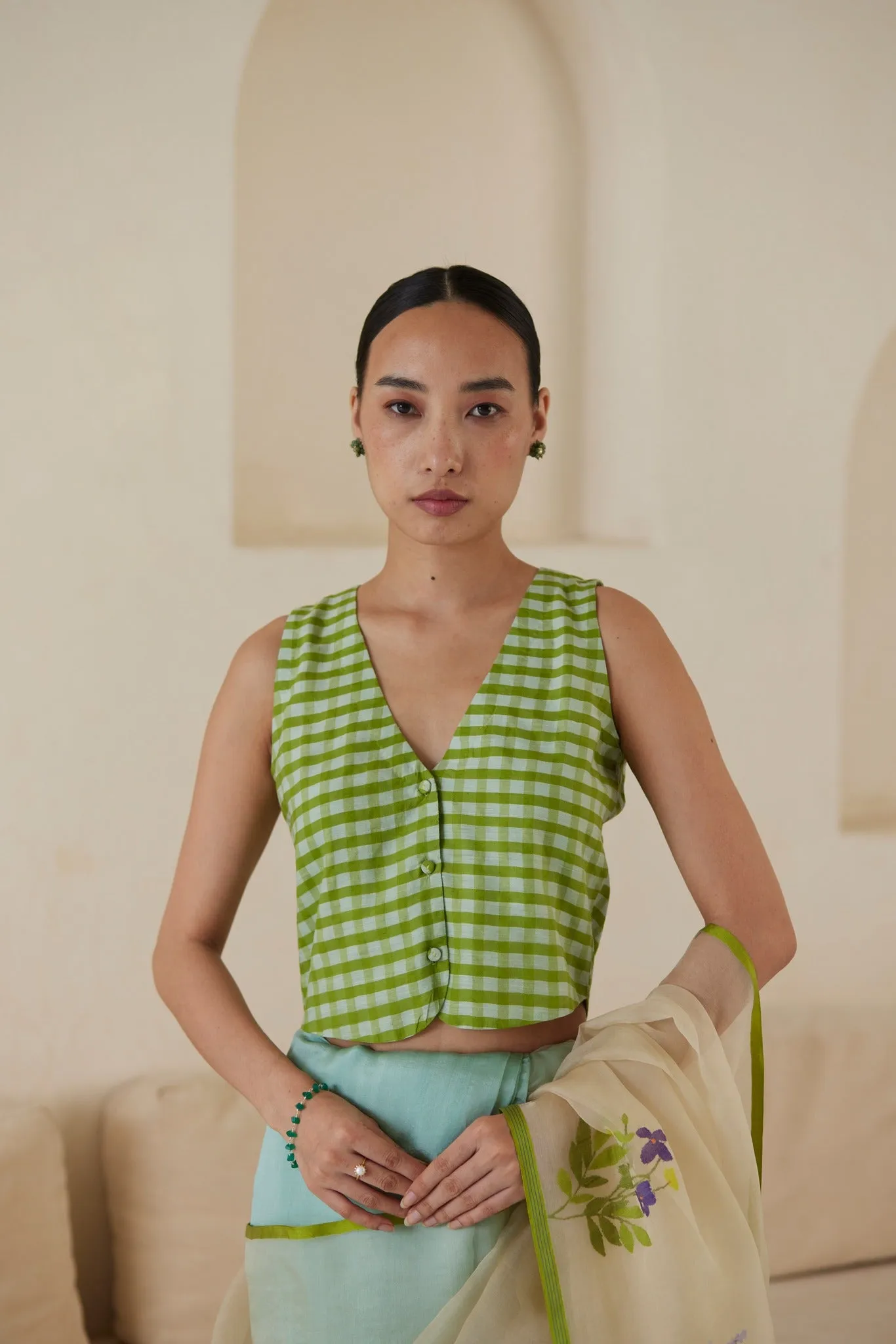 Sisterhood Sonnet Gingham Green Blouse