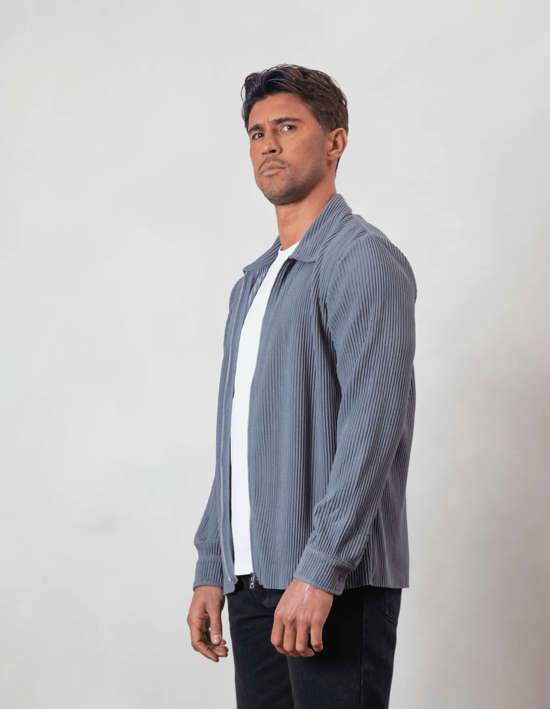 Slate Grey Pleated Overshirt