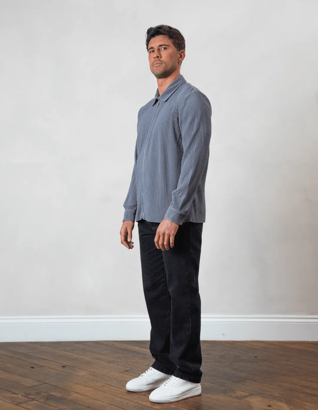 Slate Grey Pleated Overshirt