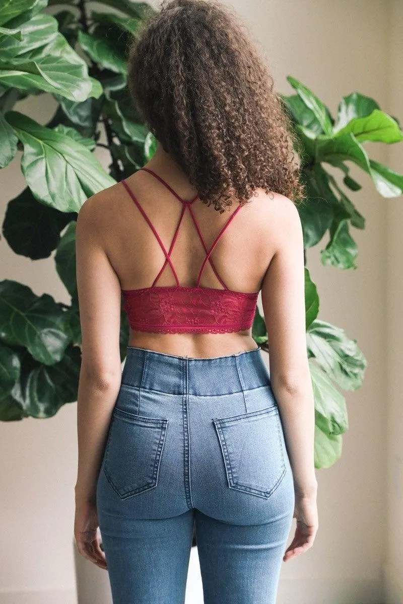 Strappy Back Geometric Lace Bralette