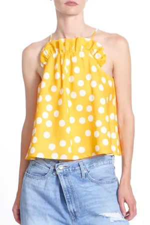 Summer Ruffle Tank - Yellow Dotty