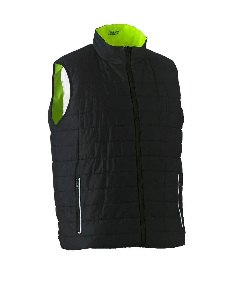 Taped Hi Vis Reversible Puffer Vest - Yellow