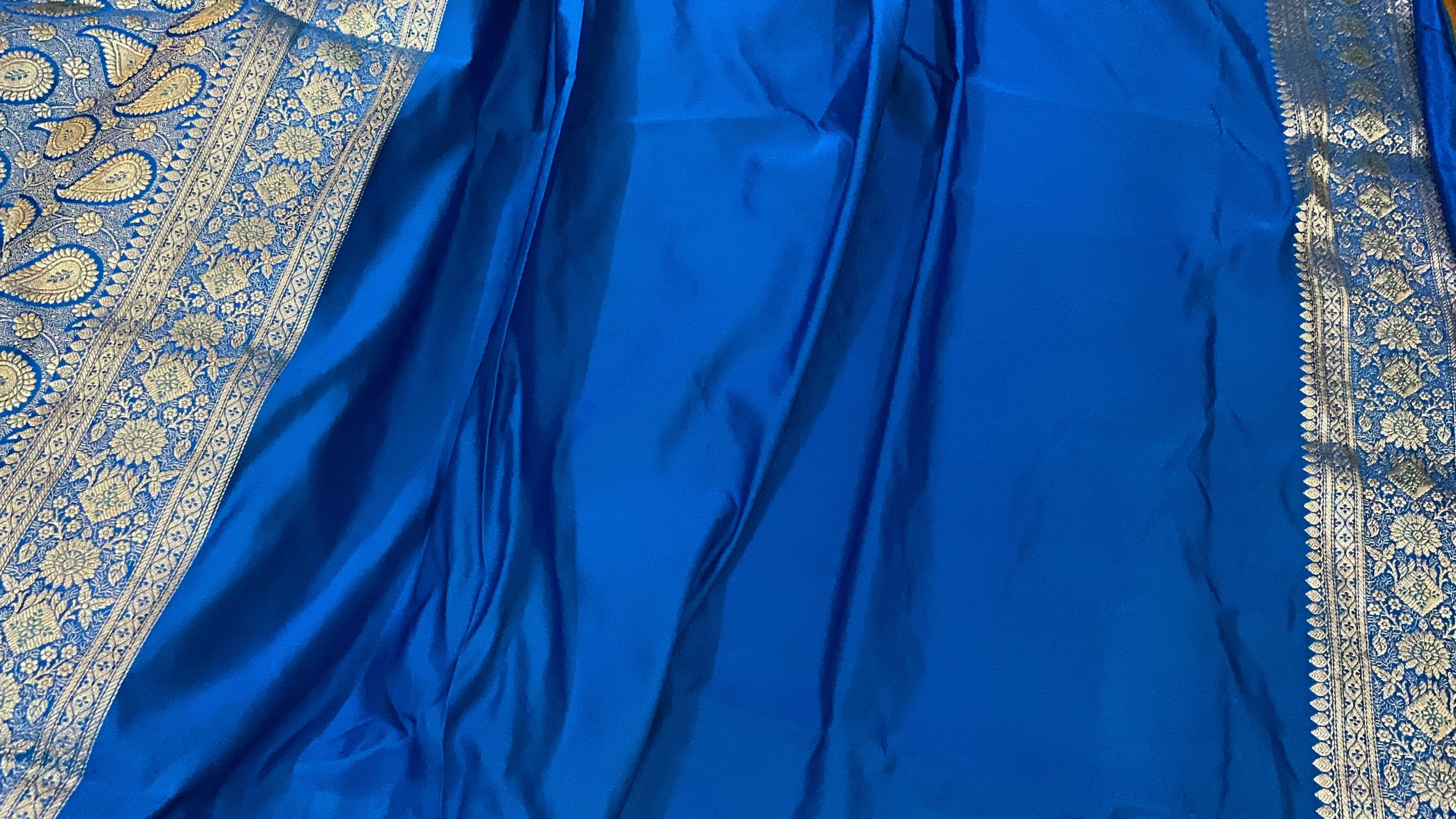 Timeless Blue Pure Silk Banarasi Saree for Every Occasion