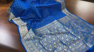 Timeless Blue Pure Silk Banarasi Saree for Every Occasion