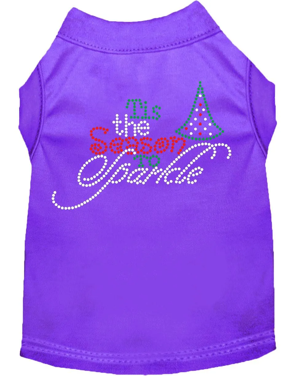 Tis The Season To Sparkle Rhinestone Dog Shirt Purple Med (12)