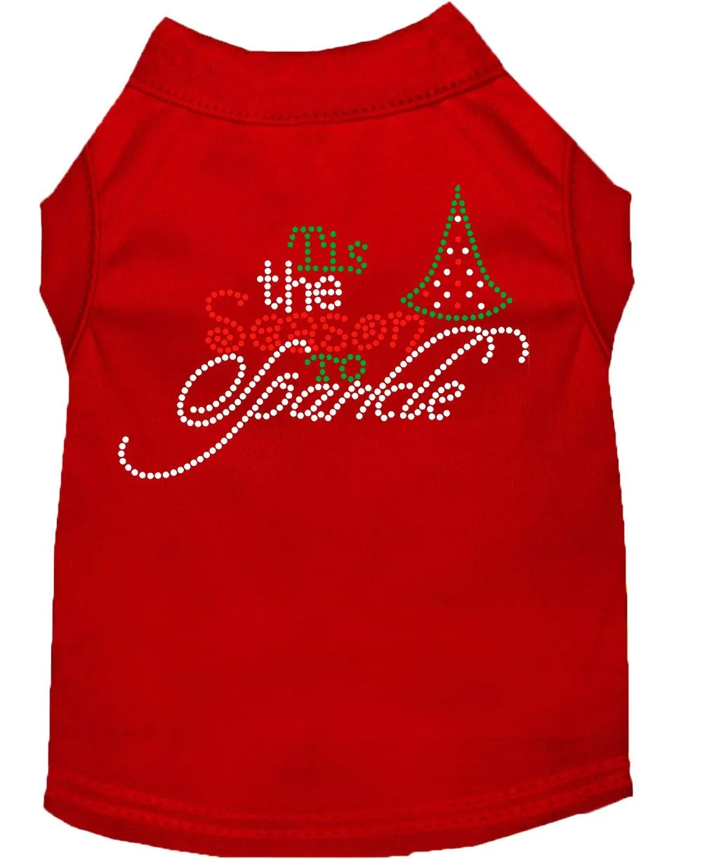 Tis The Season To Sparkle Rhinestone Dog Shirt Red Med (12)