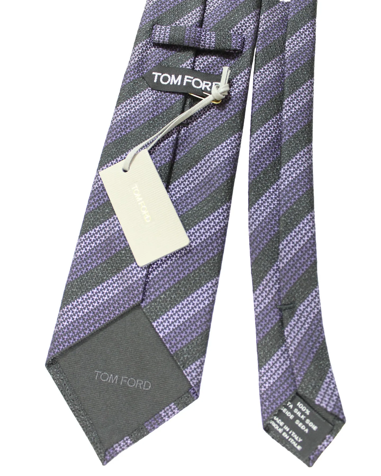 Tom Ford Silk Tie Green Purple Patterned Stripes