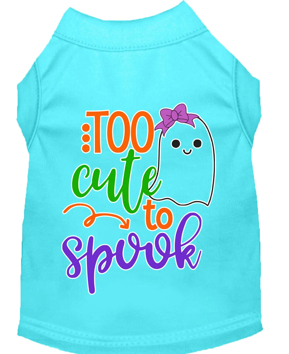 Too Cute To Spook-girly Ghost Screen Print Dog Shirt Aqua Sm