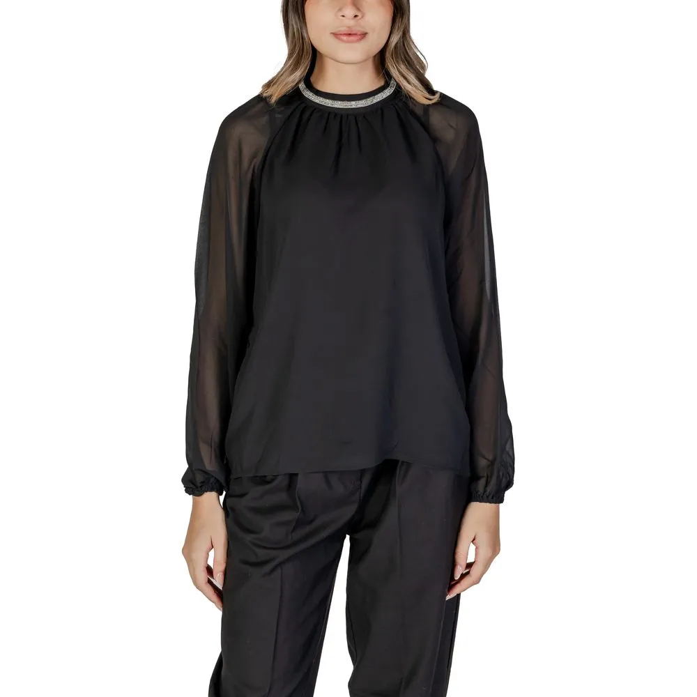 Vila Clothes Black Recycled Polyester Tops & T-Shirt