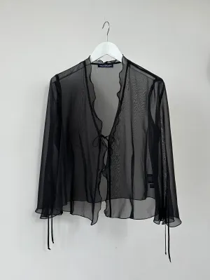 Vintage Sheer Tie Front Cardigan Top - M