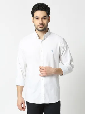 White Oxford Plain Shirt With Button Down Collar