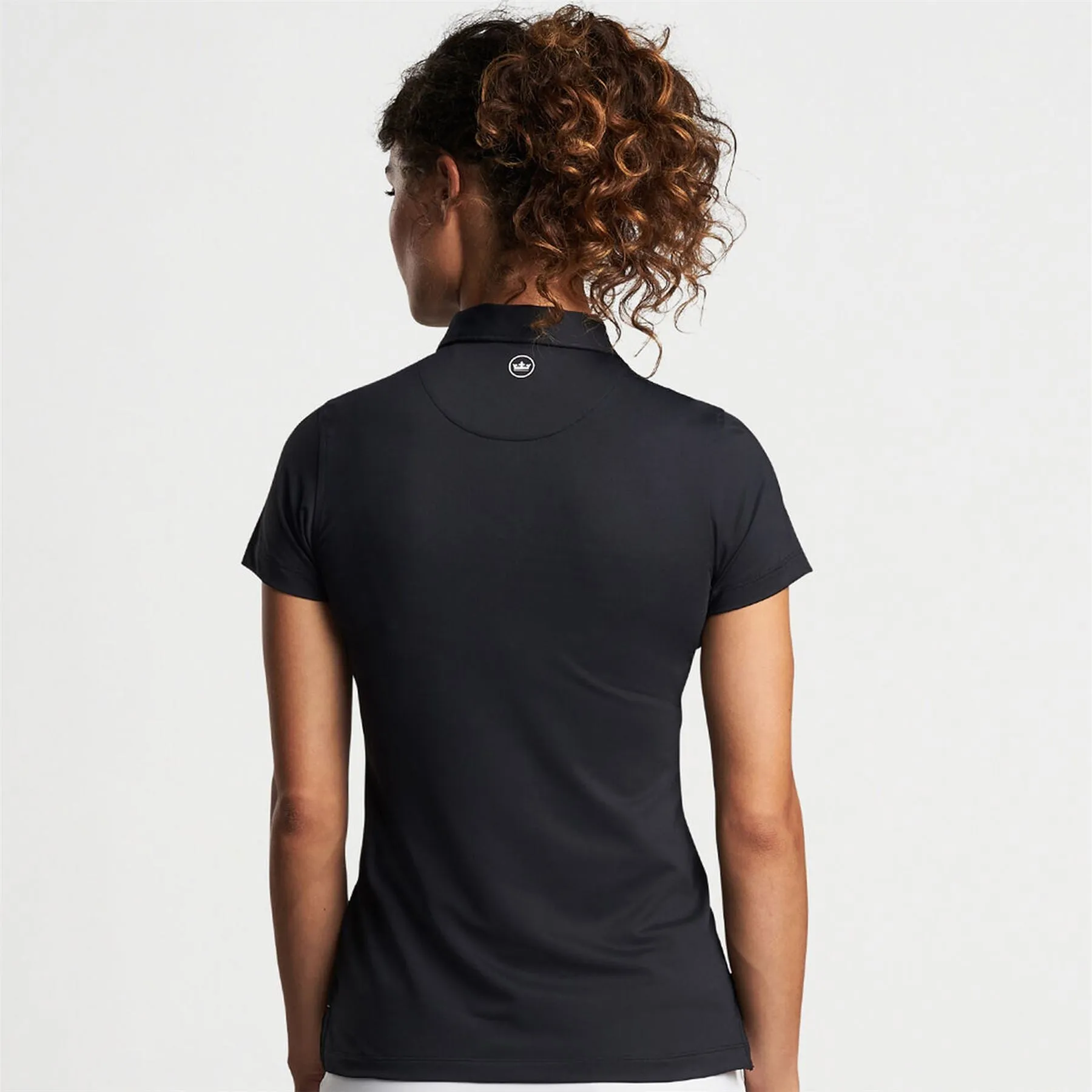 Womens Short Sleeve Button Polo Black - 2025