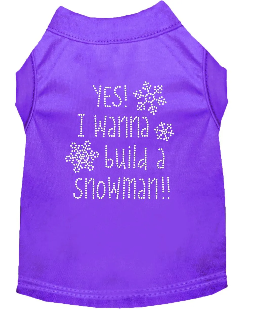 Yes! I Want To Build A Snowman Rhinestone Dog Shirt Purple Xxl (18)