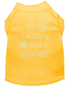 Yes! I Want To Build A Snowman Rhinestone Dog Shirt Yellow Sm (10)